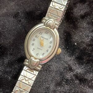 Women’s Decade Silver Tone Watch with Heart Accents